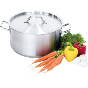 Garnek niski z pokrywką, stalowy, ø 240 mm, V 5 l | Stalgast 013242