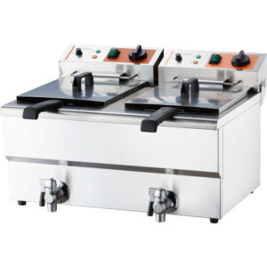 Frytownica elektryczna z kranem, 2-komorowa, Caterina, V 2x8 l, P 2x3 kW | Caterina 746097
