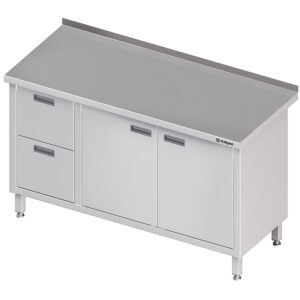 Stół przyścienny z blokiem dwóch szuflad (L), drzwi skrzydłowe | Stalgast