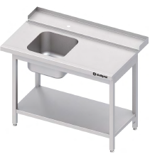 Stół załadowczy (P) 1-komorowy pochylony, z półką do zmywarki kapturowej STALGAST nr kat. 803021, 803035, 803036, 803037 | Stalgast