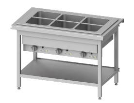 Stanowisko bemarowe wodne, 3xGN 1/1, trzykomorowe 1245x750x880 | Stalgast ST125121