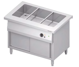 Stanowisko bemarowe wodne 3xGN 1/1, jednokomorowe, zabudowane, drzwi suwane 1132x750x880 | Stalgast ST219111