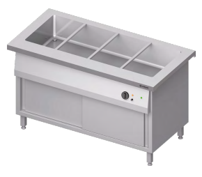 Stanowisko bemarowe wodne 4xGN 1/1, jednokomorowe, zabudowane, drzwi suwane 1465x750x880 | Stalgast ST220151