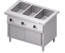 Stanowisko bemarowe wodne 3xGN 1/1, trzykomorowe, zabudowane, drzwi suwane 1132x750x880 | Stalgast ST222111