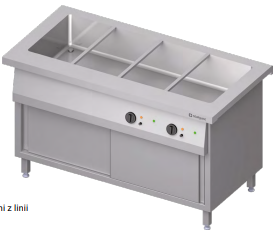 Stanowisko bemarowe wodne 4xGN 1/1, jednokomorowe,z szafką grzewczą, zabudowane, drzwi suwane 1465x750x880 | Stalgast ST226151