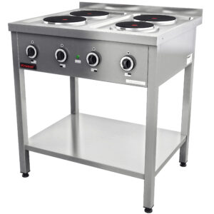 Kuchnia elektryczna na podstawie otwartej 4-płytowa 3x2,6kW + 1x2,0kW | Kromet 000.KE-4M