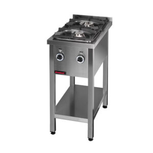 Kuchnia gazowa na podstawie otwartej 2-palnikowa 1x4,5kW + 1x7,5kW | Kromet 000.KG-2L