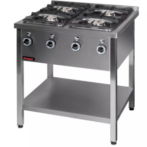 Kuchnia gazowa na podstawie otwartej 4-palnikowa 2x4,5kW + 2x7,5kW | Kromet 000.KG-4M