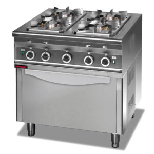 Kuchnia gazowa z piekarnikiem elektrycznym 1x2,5kW + 3x3,5kW + 3,5 kW (piekarnik) | Kromet 000.KG-4s/PE-1T