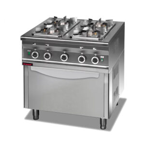 Kuchnia gazowa z piekarnikiem gazowym 1x2,5kW + 3x3,5kW + 4,5 kW (piekarnik) | Kromet 000.KG-4s/PG-1