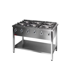 Kuchnia gazowa na podstawie otwartej 6-palnikowa 3x4,5kW + 3x7,5kW | Kromet 000.KG-6M
