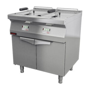 Frytkownica elektryczna 2x15l na podstawie szafkowej zamkniętej | Kromet 700.FE-2x15f