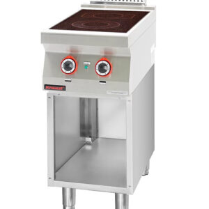 Kuchnia elektryczna ceramiczna 2 pola 1x2,1kW + 1x2,0kW na podstawie szafkowej otwartej | Kromet 700.KE-2C.S