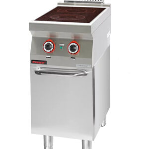 Kuchnia elektryczna ceramiczna 2 pola 1x2,1kW + 1x2,0kW na podstawie szafkowej zamkniętej | Kromet 700.KE-2C.S.D