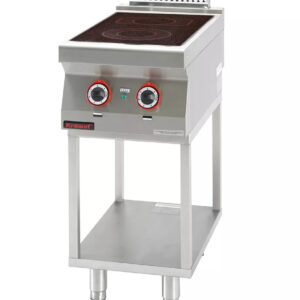 Kuchnia elektryczna ceramiczna 2 pola 1x2,1kW + 1x2,0kW na podstawie szkieletowej | Kromet 700.KE-2C.T