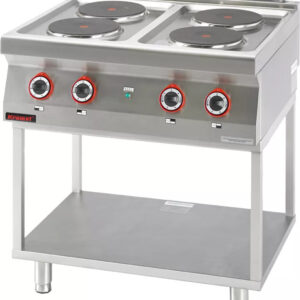 Kuchnia elektryczna 4 płyty okrągłe 4x2,6kW na podstawie szkieletowej | Kromet 700.KE-4.T