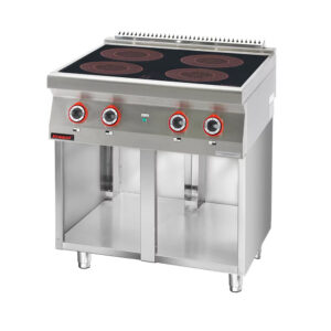 Kuchnia indukcyjna 4x3,5kW na podstawie szafkowej otwartej | Kromet 700.KE-4i/800.S