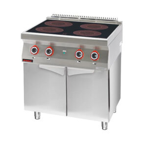 Kuchnia indukcyjna 4x3,5kW na podstawie szafkowej zamkniętej | Kromet 700.KE-4i/800.S.D