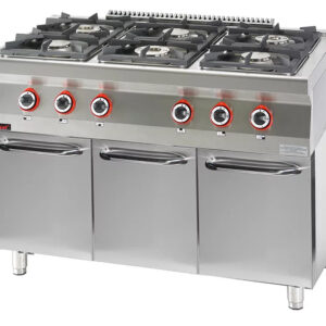 Kuchnia gazowa 6 - palnikowa na podstawie szafkowej zamkniętej | Kromet 700.KG-6.S.D