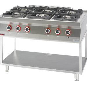 Kuchnia gazowa 6 - palnikowa na podstawie szkieletowej | Kromet 700.KG-6.T