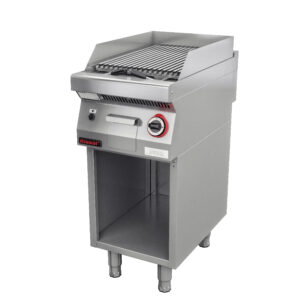 Lawa grill 400 mm 7kW na podstawie szafkowej otwartej | Kromet 700.OGL-400.S