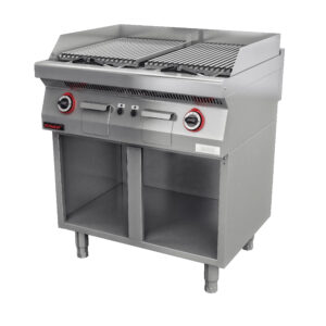 Lawa grill 800 mm 14kW na podstawie szafkowej otwartej | Kromet 700.OGL-800.S