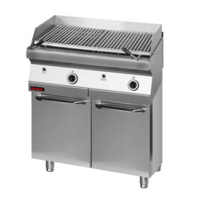 Lawa grill 800 mm 14kW na podstawie szafkowej zamkniętej | Kromet 700.OGL-800.S.D