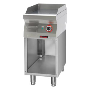 Płyta grillowa gładka chromowana 400 mm 4,8kW na podstawie szafkowej otwartej | Kromet 700.PBE-400G.S