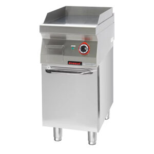 Płyta grillowa gładka chromowana 400 mm 4,8kW na podstawie szafkowej zamkniętej | Kromet 700.PBE-400G.S.D