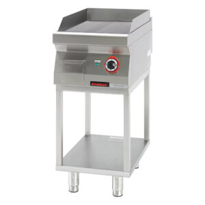 Płyta grillowa ryflowana chromowana 400mm 4,8kW na podstawie szkieletowej | Kromet 700.PBE-400R.T