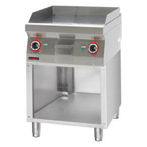 Płyta grillowa gładka 600 mm 8kW na podstawie szafkowej otwartej | Kromet 700.PBE-600G.S