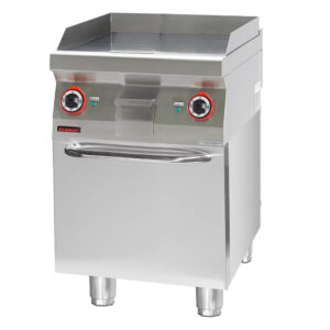 Płyta grillowa gładka 600 mm 8kW na podstawie szafkowej zamkniętej | Kromet 700.PBE-600G.S.D