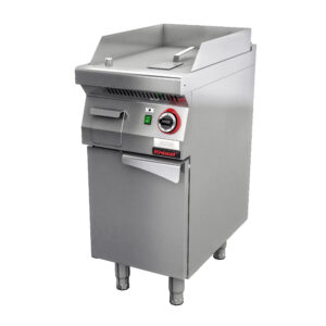 Płyta grillowa gazowa gładka chromowana 400 mm 5,5kW na podstawie szafkowej zamkniętej | Kromet 700.PBG-400G