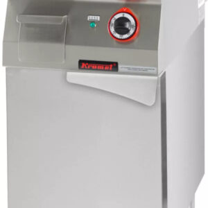 Płyta grillowa gazowa ryflowana chromowana 400 mm 5,5 kW na podstawie szafkowej zamkniętej | Kromet 700.PBG-400R