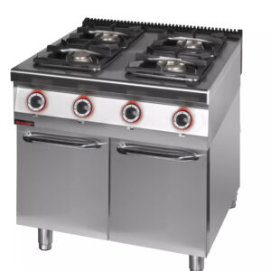 Kuchnia gazowa 4 palnikowa 1x4,5kW+ 1x7,5kW + 2x9,0 kW na podstawie szafkowej zamkniętej | Kromet 900.KG-4.S.D