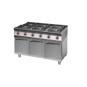 Kuchnia gazowa 6 palnikowa 2x4,5kW + 2x7,5kW + 2x9,0 kW na podstawie szafkowej zamkniętej | Kromet 900.KG-6.S.D