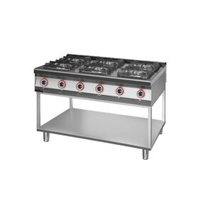 Kuchnia gazowa 6 palnikowa 2x4,5kW + 2x7,5kW + 2x9,0 kW na podstawie szkieletowej | Kromet 900.KG-6.T