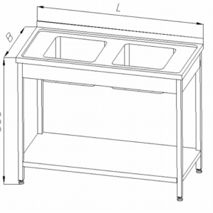 Stół ze zlewem 2-kom (P) i półką | Egaz E 2240 P