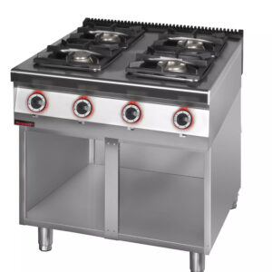 Kuchnia gazowa 4 palnikowa 1x4,5kW+ 1x7,5kW + 2x9,0 kW na podstawie szafkowej otwartej | Kromet 900.KG-4.S.