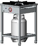 Taboret gazowy 1-palnikowy, wersja wysoka z półką + palnik zapalający | Egaz TGP-107.III
