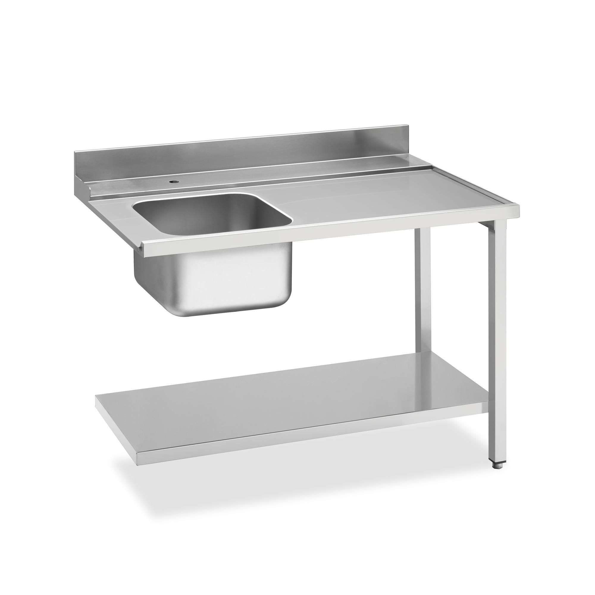 Stół załadowczy ze zlewem, cokół (100) oraz półka dolna, 1200x720x821,5, prawy element | Smeg WT51200SR