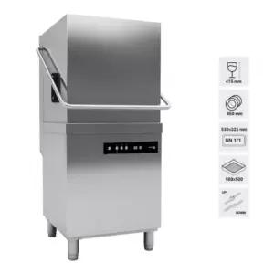 Zmywarka kapturowa 500x500 Concept z wyświetlaczem LCD, odzyskiwaniem ciepła i pompą spustową | Fagor WHC-502 T RC B D