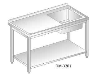 Stół ze zlewem i półką 1000x600x850 | Dora Metal  DM 3201 L