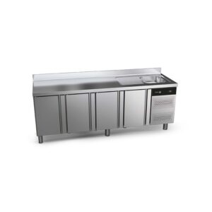 Stół chłodniczy czterodrzwiowy ze zlewem 600 Snack Concept | Fagor CCP-4S/S