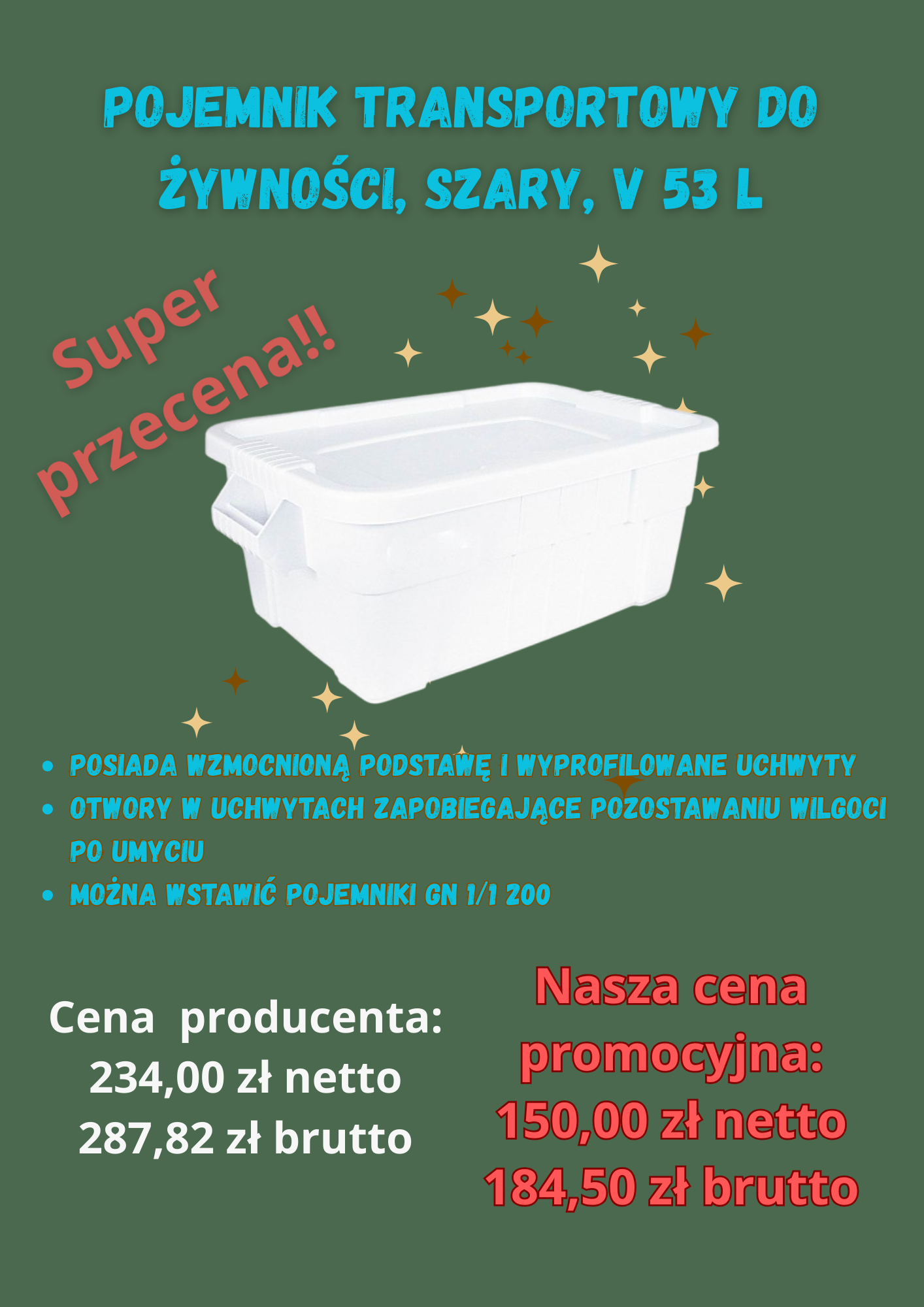 Pojemnik transportowy do żywności, szary, V 53 l(2)
